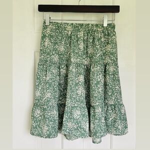 Mi Ami Floral Ruffle Green Skirt